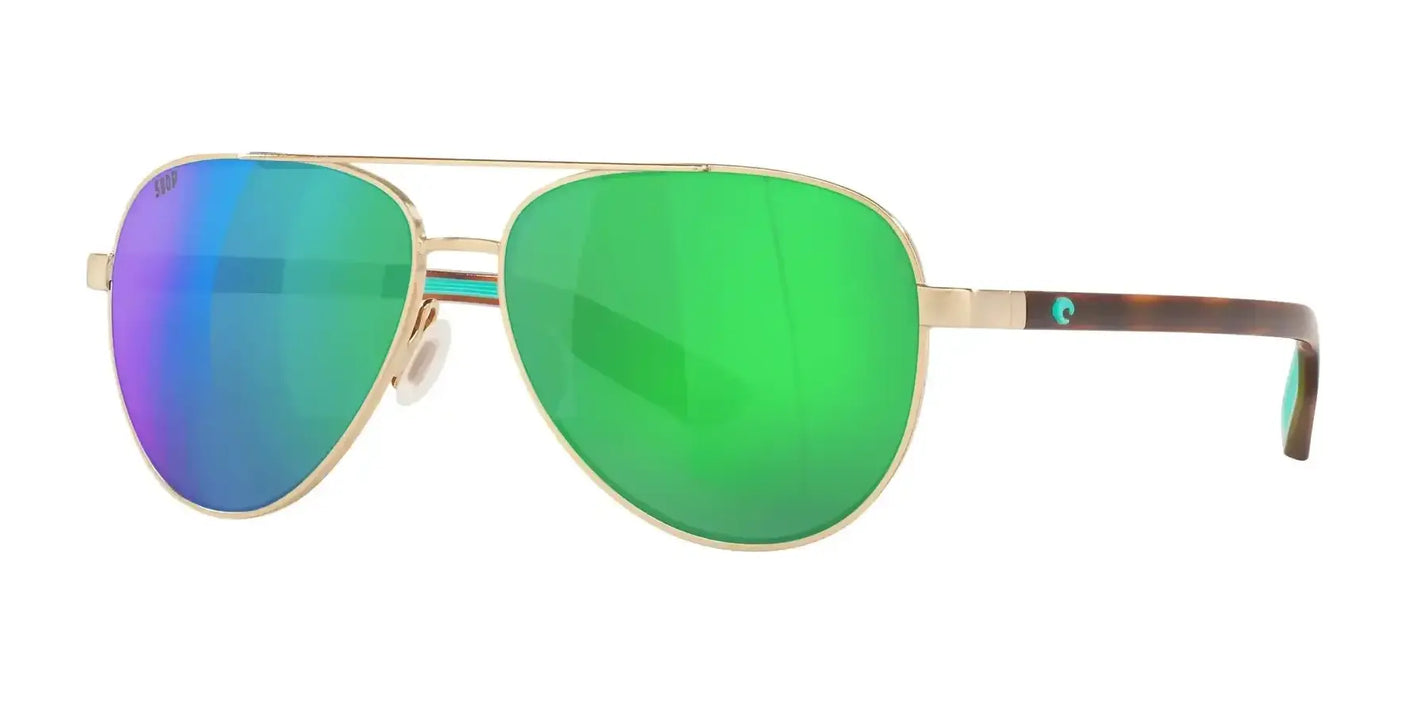 Costa PELI 6S4002 Sunglasses Brushed Gold / Green Mirror (Polarized)