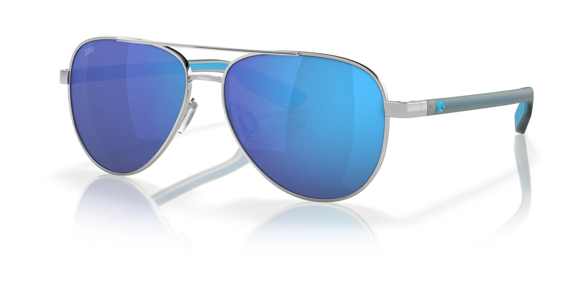 Costa PELI 6S4002 Sunglasses Shiny Silver / Blue Mirror