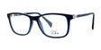The DEA Eyewear DALLAS eyeglasses effortlessly capture the essence of modern women's eyewear, showcasing a fashionable black and blue rectangular design with transparent lenses against a pristine white background.