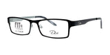 The DEA Eyewear EULA Eyeglasses | Size 53 are sleek black rectangle-shaped glasses that feature branded logos on the lenses and arms.