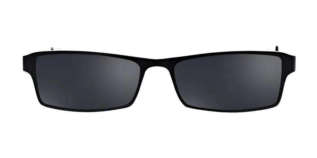 Experience the perfect blend of visual clarity and protection with DEA Eyewear’s EULA Sunglasses in Size 53, featuring a stylish black rectangular design with dark lenses, all showcased against a clean white background.