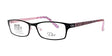 The DEA Eyewear FELISA Eyeglasses in size 53 feature fashionable black and pink rectangular frames with patterned arms. These full-rim, premium eyeglasses from DEA Eyewear provide an ideal combination of style and practicality.