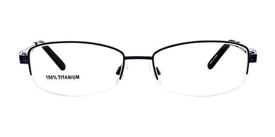 Front view of the fashion-forward DEA Eyewear JEMMA Eyeglasses in size 57, showcasing black titanium frames with rimless lenses.