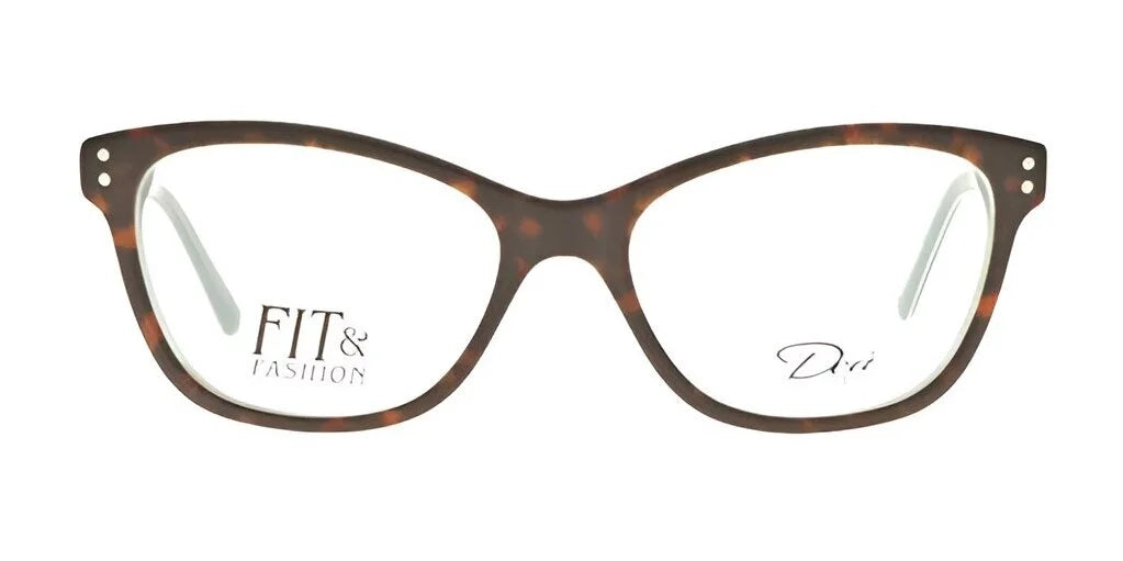 Explore the DEA Eyewear NORA eyeglasses in tortoiseshell, designed with a cat-eye shape and clear lenses, subtly branded on the inner frame.