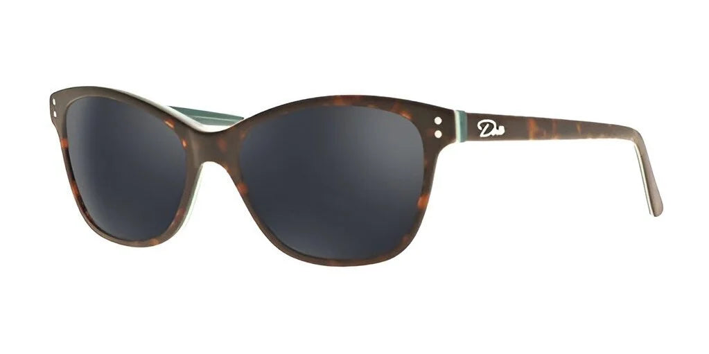 The DEA Eyewear NORA Sunglasses boast a chic tortoiseshell frame in a fashionable cat eye design, complemented by dark, polarized lenses and a subtle brand logo on the arm.