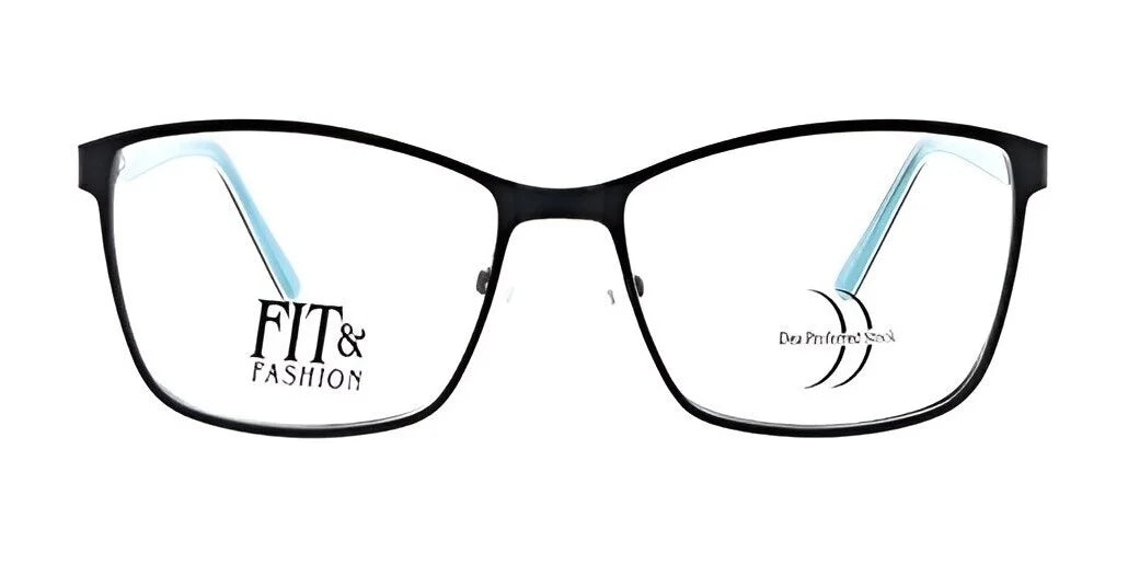 The DEA Preferred ACCERA Eyeglasses in size 58 come with black rims and a premium design, featuring the text "Fit & Fashion" on one lens and a sleek logo on the other.