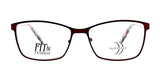 Rectangular DEA Preferred ACCERA eyeglasses, featuring maroon frames, displayed on a white background.