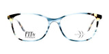 The DEA Preferred BARI Eyeglasses | Size 60, in blue tortoise shell cat eye design, showcase the "Fit & Fashion" logo on the left lens and feature elegant curved lines on the right lens, culminating in a perfect blend of style and flair.