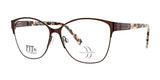 The DEA Preferred CHIETI Eyeglasses, available in size 58, feature brown frames with leopard-print temple arms, creating a bold and daring look that stands out against a clear white background.