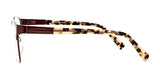 A side view of the DEA Preferred CHIETI Eyeglasses, featuring tortoiseshell frames, transparent lenses, and brown arms, highlights their superior optical performance against a white background.