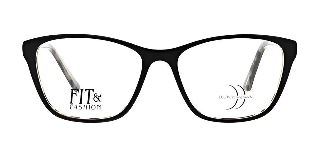 The DEA Preferred FANO Eyeglasses in Size 57 feature black frames with rectangular lenses that subtly exude an essence of luxury. With "FIT & FASHION" elegantly displayed on the left lens, these eyeglasses make a bold statement and are perfect for those with a keen eye for sophistication and style.