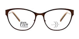 The DEA Preferred FORLI Eyeglasses in size 58 offer a brown frame with clear lenses, showcasing the "FIT & FASHION" text and a delicate cat eye design for an elegant appearance.