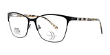 The DEA Preferred SERENA Eyeglasses, size 59, present a fashionable blend of black and patterned frames with rectangular lenses and transparent nose pads, making them a stylish addition to your eyewear collection.