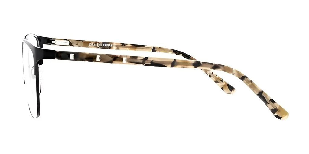 Side view of the DEA Preferred SERENA Eyeglasses | Size 59, featuring a camouflage pattern on the arms; these striking eyewear pieces seamlessly blend style and functionality.