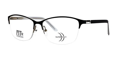 The DEA Preferred TERAMO Eyeglasses in size 59, featuring black semi-rimless rectangular frames and slender arms, labeled "FIT & FASHION," offer a sophisticated eyewear choice for a chic look.