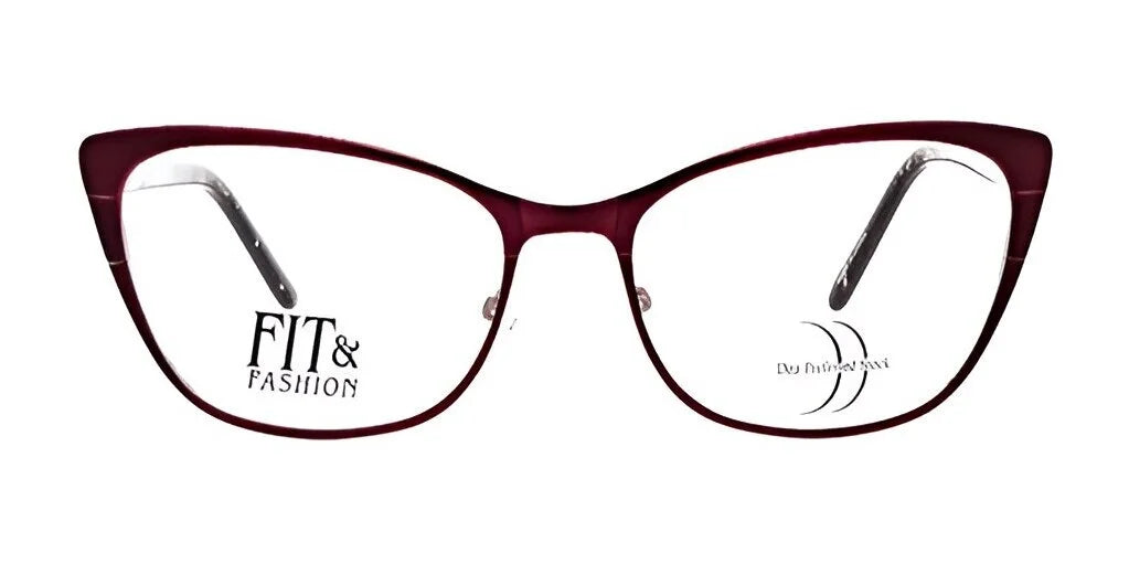 DEA Preferred TURIN eyeglasses in a striking red cat-eye style, featuring the "Fit & Fashion" design and branded logo on the lenses, seamlessly combine stylish flair with ultimate comfort.