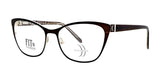 The DEA Preferred TURIN Eyeglasses in Black and Clear Cat-Eye with a branded handle detail offer both comfort and fashion, showcased on a white background.