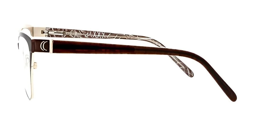 Side view of DEA Preferred's TURIN Eyeglasses in Size 58, showcasing black arms and silver decorative details on the temples for enhanced comfort.