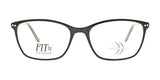 The DEA Preferred VERONA Eyeglasses in size 56 showcase sleek black rectangular full-rim frames with "FIT & FASHION" tastefully inscribed on the left lens.