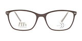 The DEA Preferred VERONA Eyeglasses in size 56 boast brown rectangular full-rim frames and clear lenses, with the "FIT & FASHION" text elegantly displayed on one lens.