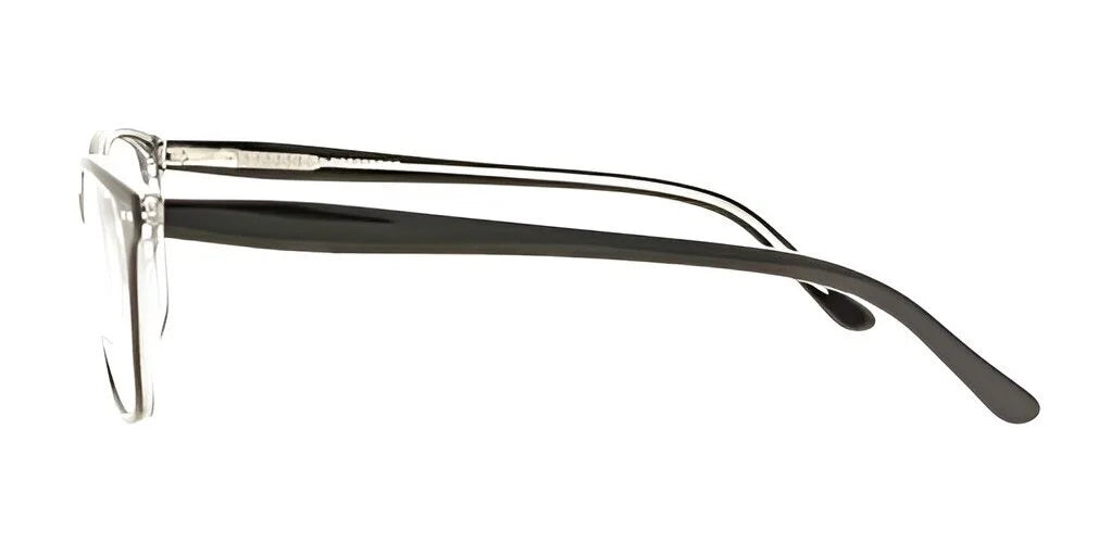 Side view of DEA Preferred VERONA Eyeglasses | Size 56, showcasing a chic cat-eye design with a slim metal frame and black plastic arms.