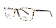 DEA Eyewear's SHE SHE eyeglasses in size 59 feature tortoiseshell square frames with sleek black arms and branded text on the lenses, offering a blend of style and sophistication.