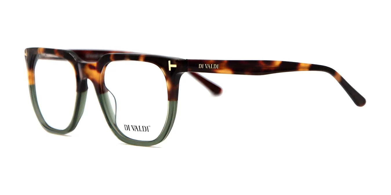 Di Valdi DVO8227 Eyeglasses Demi Brown & Bottom Green