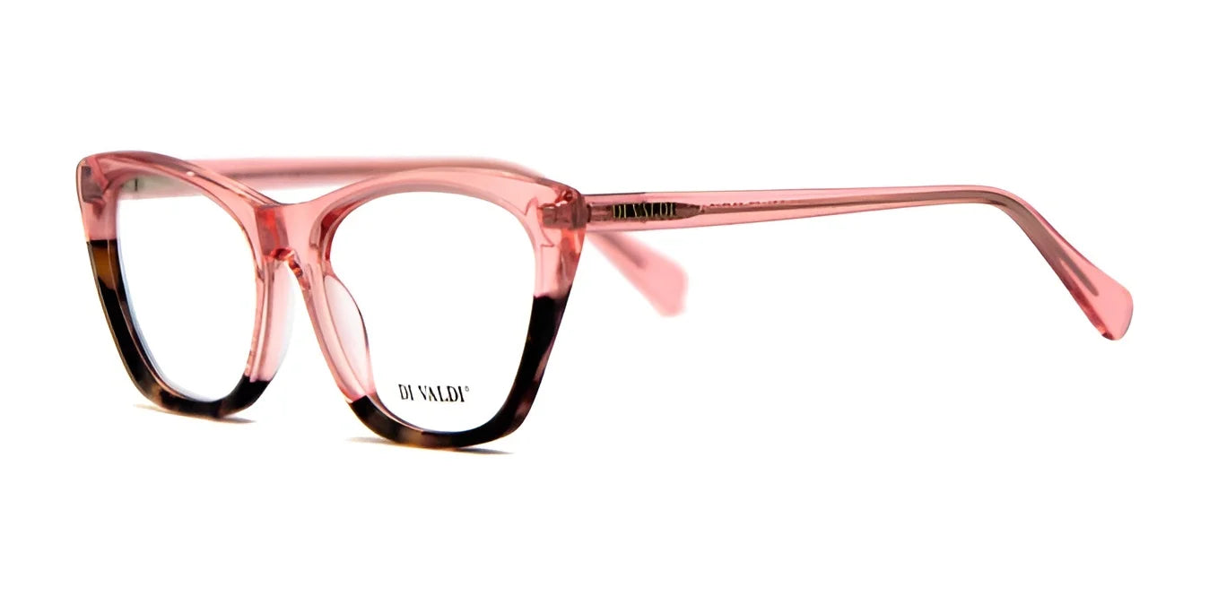 Di Valdi DVO8231 Eyeglasses Clear Pink+Demi Brown Bottom