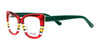 Di Valdi DVO8240 Eyeglasses | Size 53 / Red With Lines & Green Temple