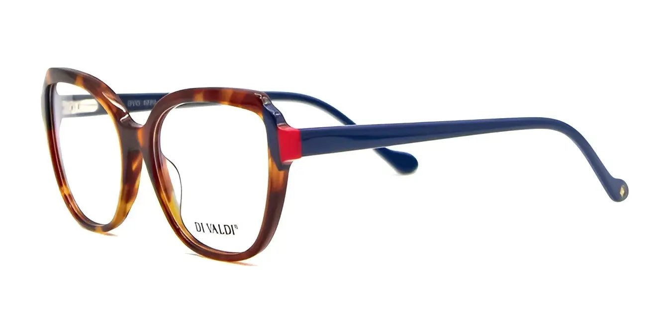 Di Valdi DVO8250 Eyeglasses Demi Brown & Blue Temples