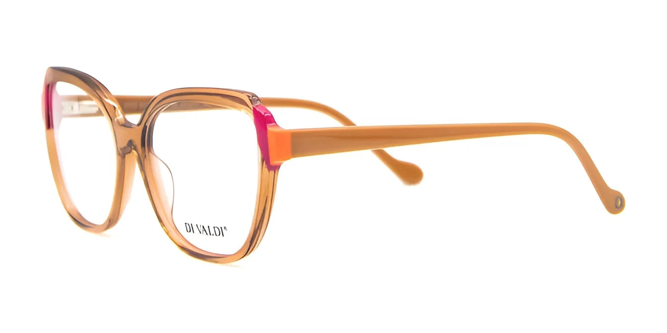 Di Valdi DVO8250 Eyeglasses Clear Pink & Skin Color Temples