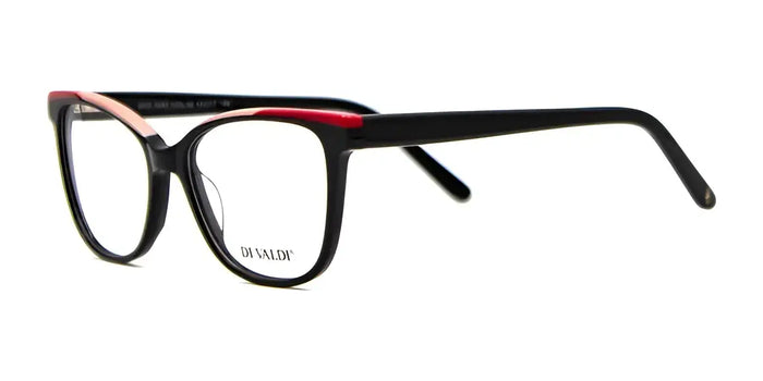 Di Valdi DVO8254 Eyeglasses | Size 53 / Black & Red