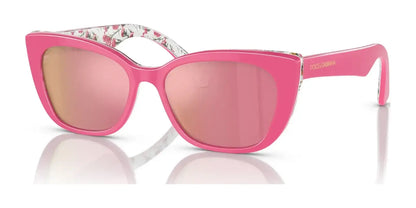 Dolce&Gabbana DX4427 Sunglasses Pink On Pink Flowers / Pink Mirror Rose Gold