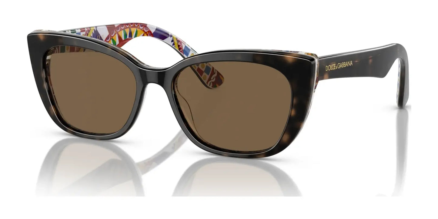 Dolce&Gabbana DX4427 Sunglasses Havana On White Barrow / Dark Brown