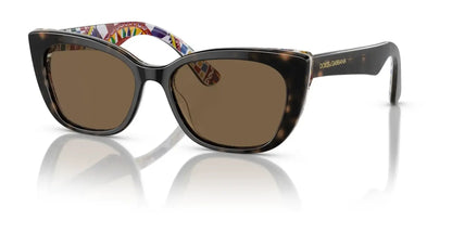 Dolce&Gabbana DX4427 Sunglasses Havana On White Barrow / Dark Brown