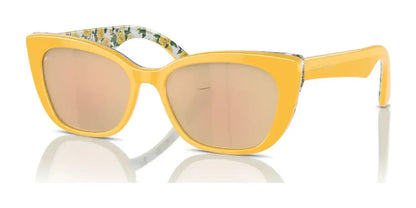 Dolce&Gabbana DX4427 Sunglasses Yellow On Yellow Roses / Orange Mirror Pink