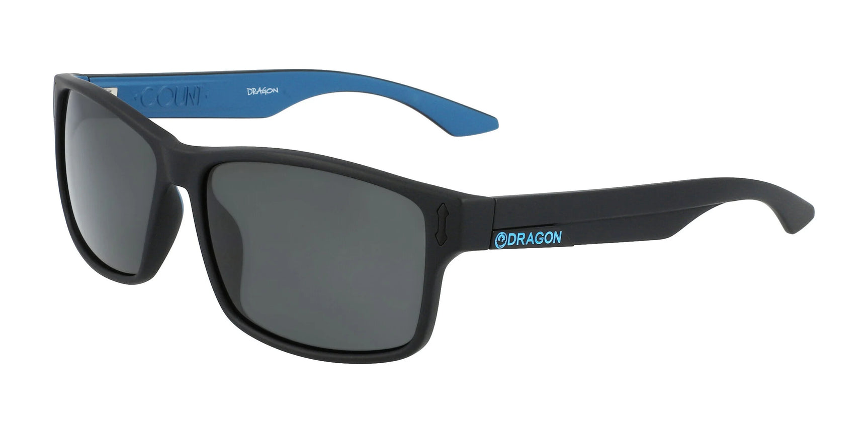 Dragon Count Sunglasses Matte Black Blue / Lumalens Smoke