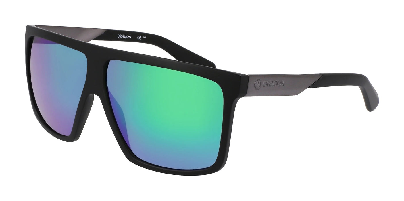 Dragon ULTRA Sunglasses Matte Black Lumalens Green Ion Polar