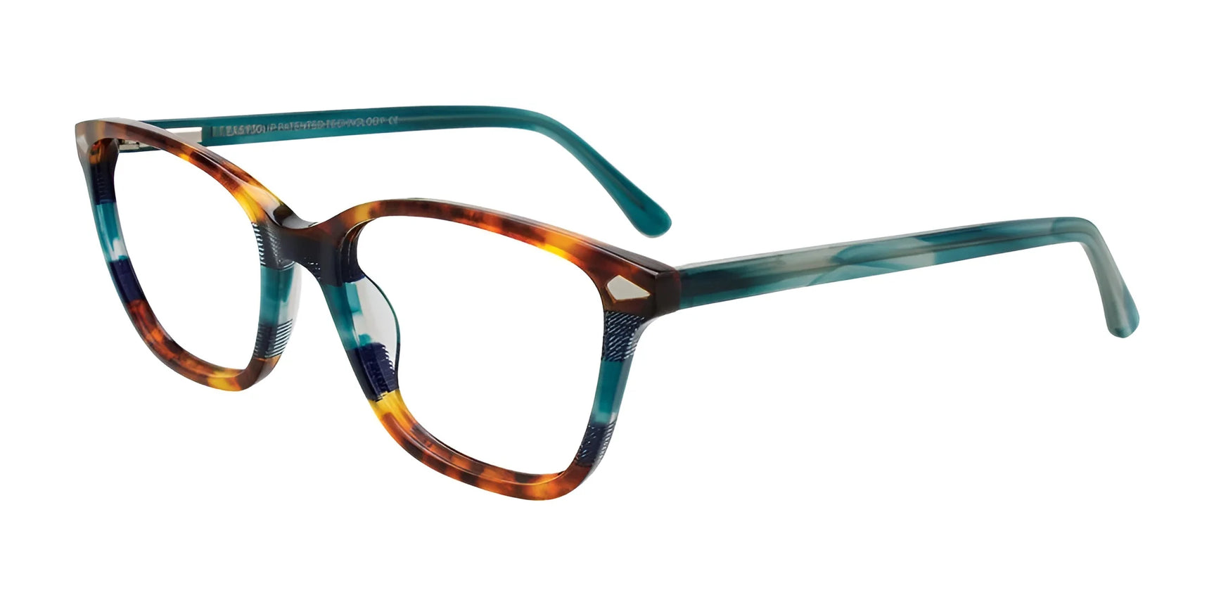 Easy3Clip EC697 Eyeglasses with Clip-on Sunglasses Tortoise & Teal