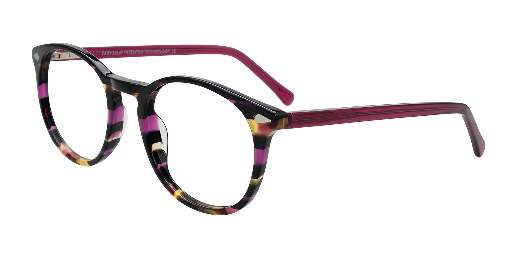 Easy3Clip EC698 Eyeglasses with Clip-on Sunglasses Purple & Tortoise