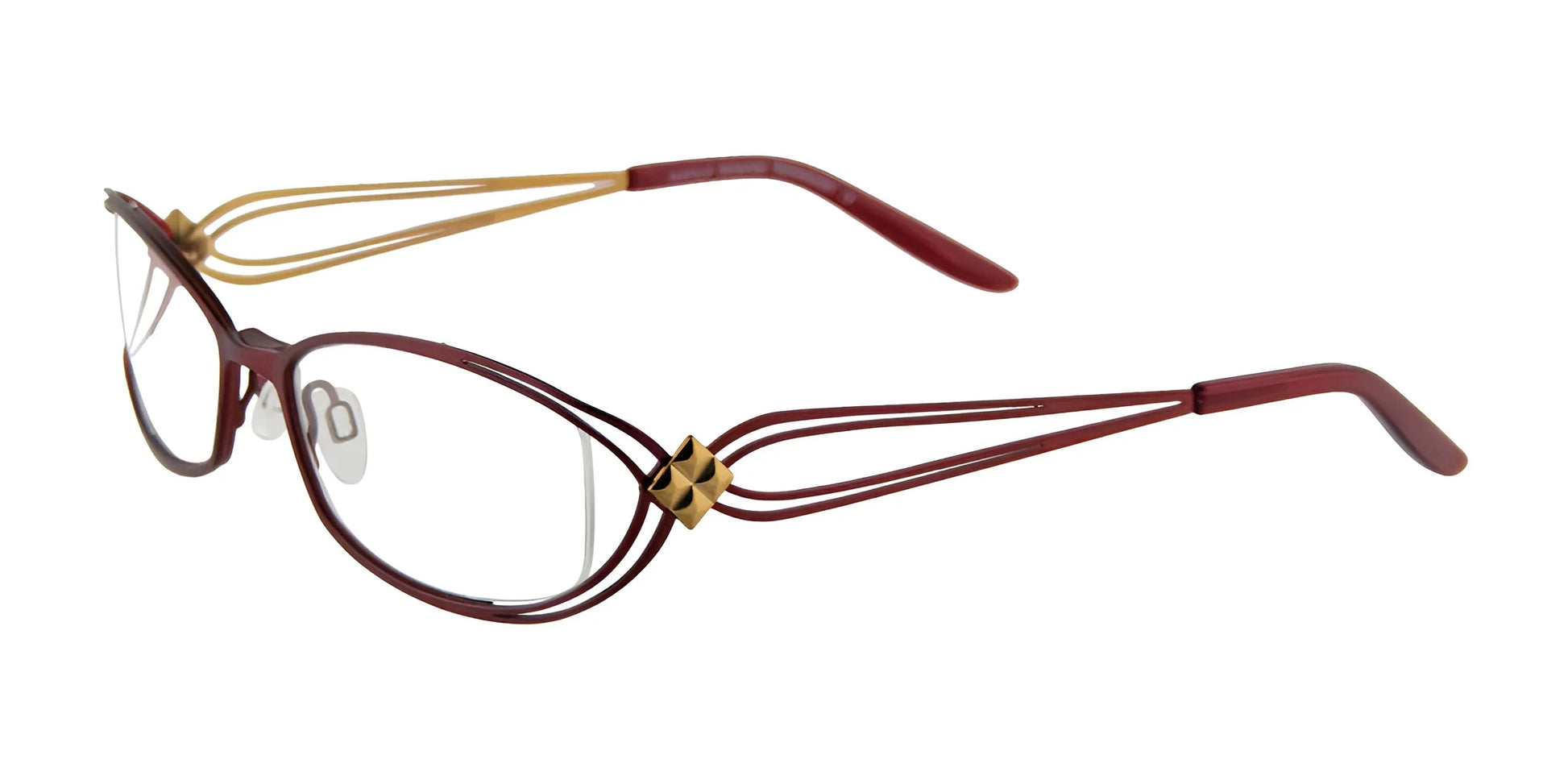 EasyClip EC246 Eyeglasses Matt Dark Red & Gold