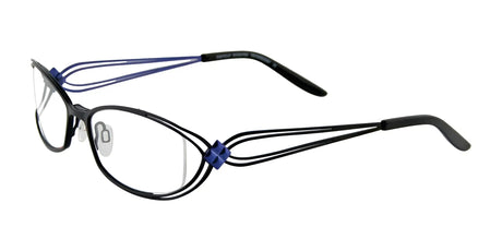 EasyClip EC246 Eyeglasses with Clip-on Sunglasses Satin Black & Blue