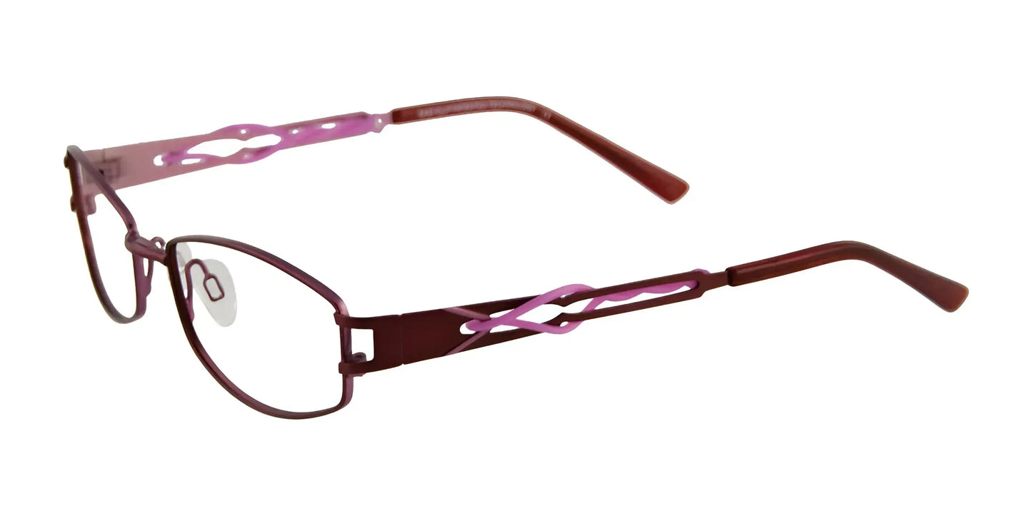 EasyClip EC250 Eyeglasses with Clip-on Sunglasses Satin Dark Reddish Plum