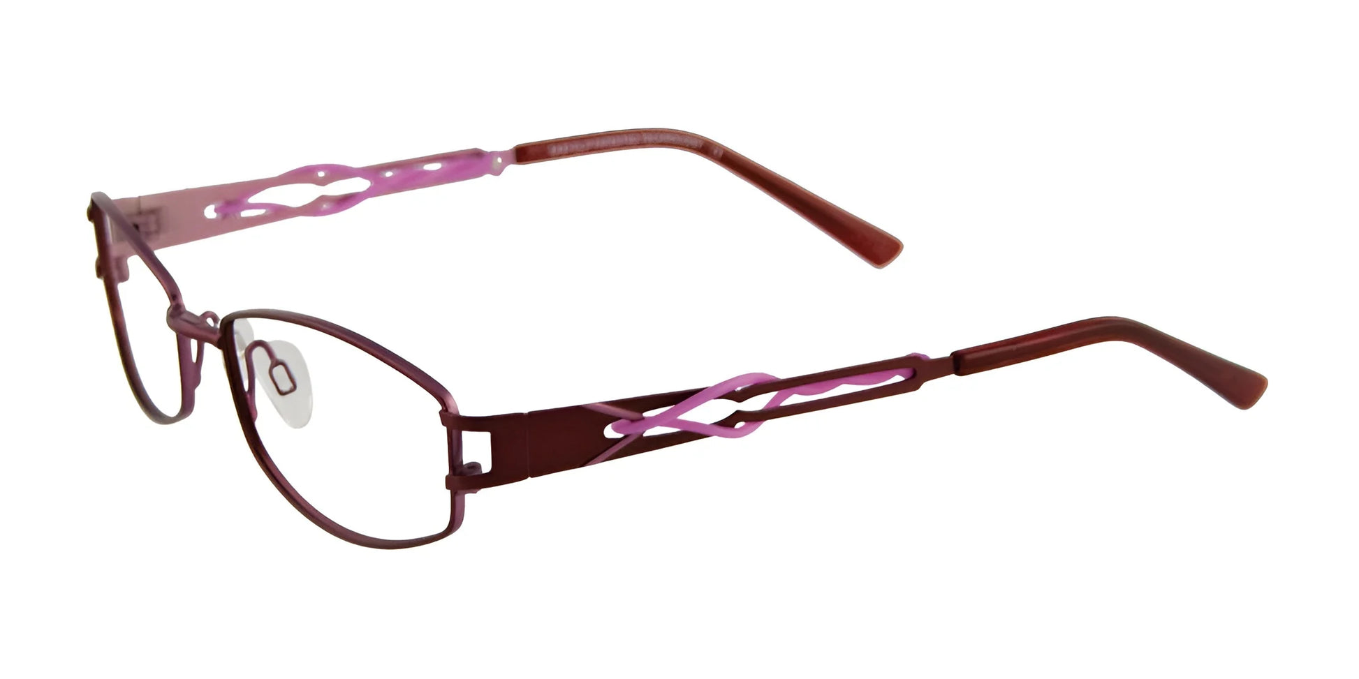 EasyClip EC250 Eyeglasses with Clip-on Sunglasses Satin Dark Reddish Plum
