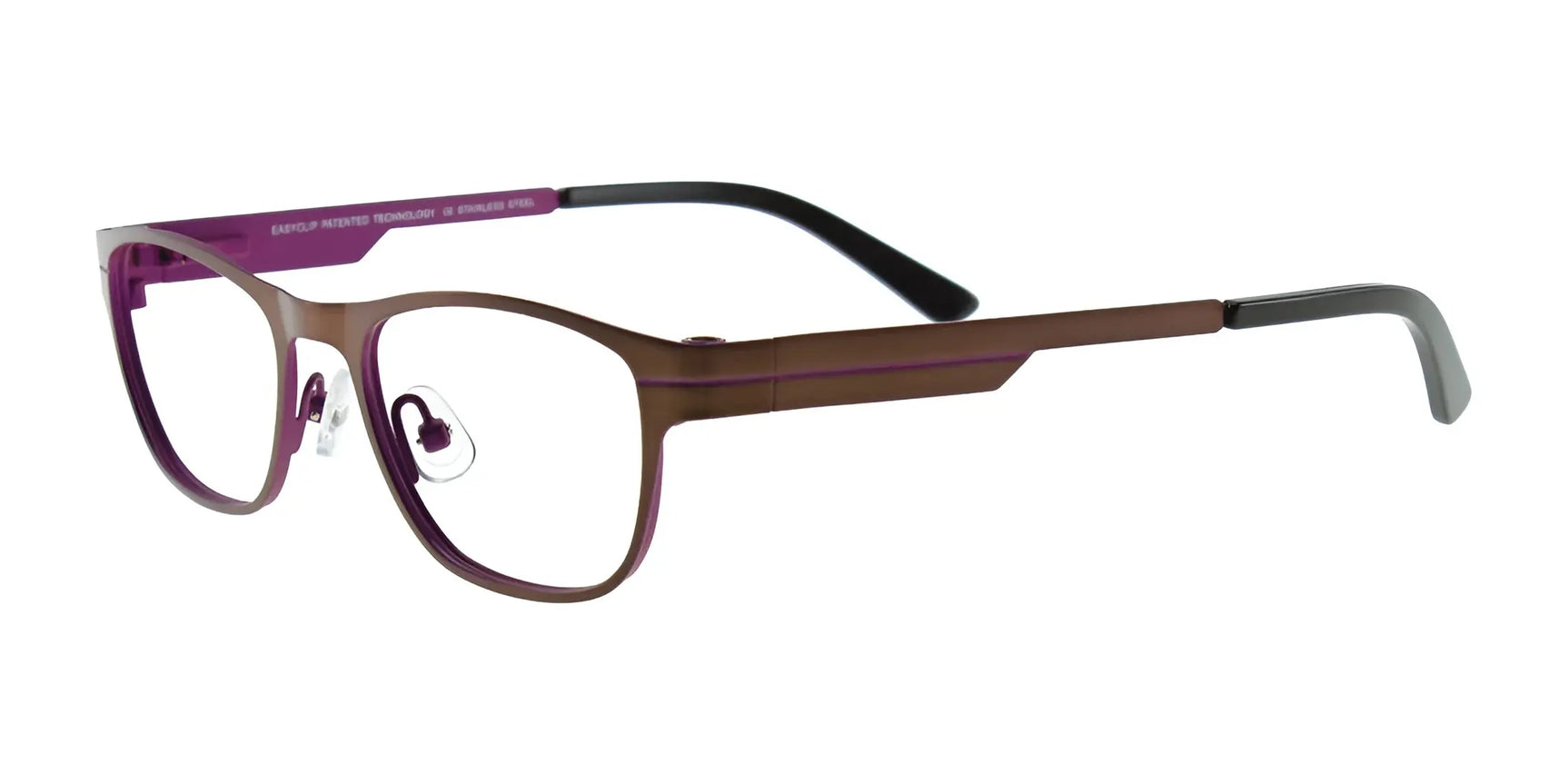 EasyClip EC269 Eyeglasses with Clip-on Sunglasses Matt Dark Bronze & Mauve