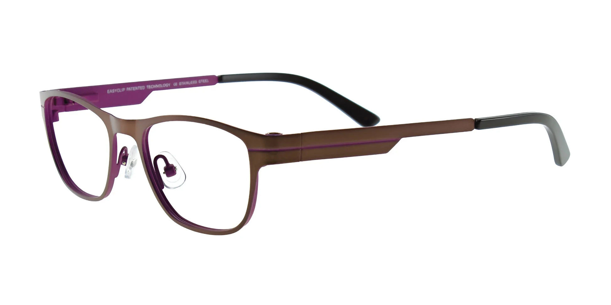 EasyClip EC269 Eyeglasses with Clip-on Sunglasses Matt Dark Bronze & Mauve