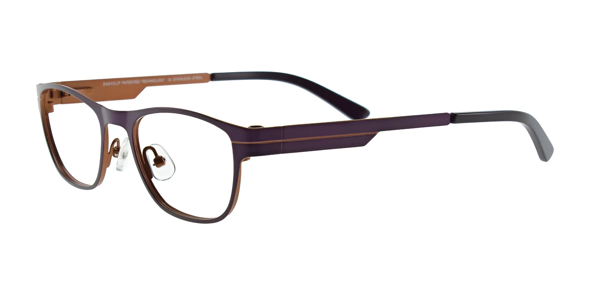 EasyClip EC269 Eyeglasses with Clip-on Sunglasses Matt Dark Plum & Copper