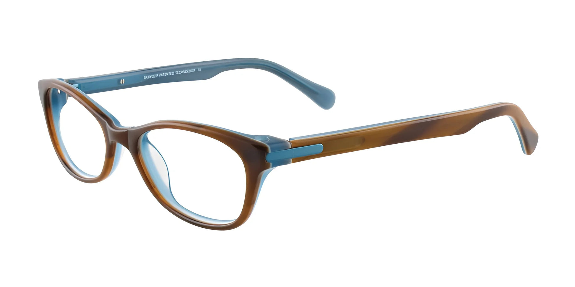 EasyClip EC286 Eyeglasses with Clip-on Sunglasses Marbled Caramel & Light Blue
