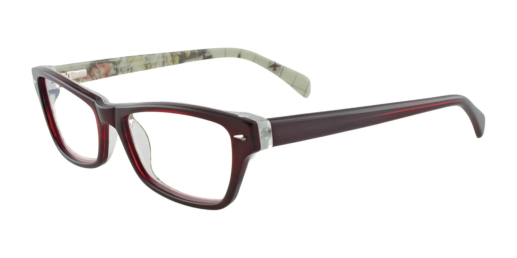 EasyClip EC287 Eyeglasses with Clip-on Sunglasses Clear Cranberry