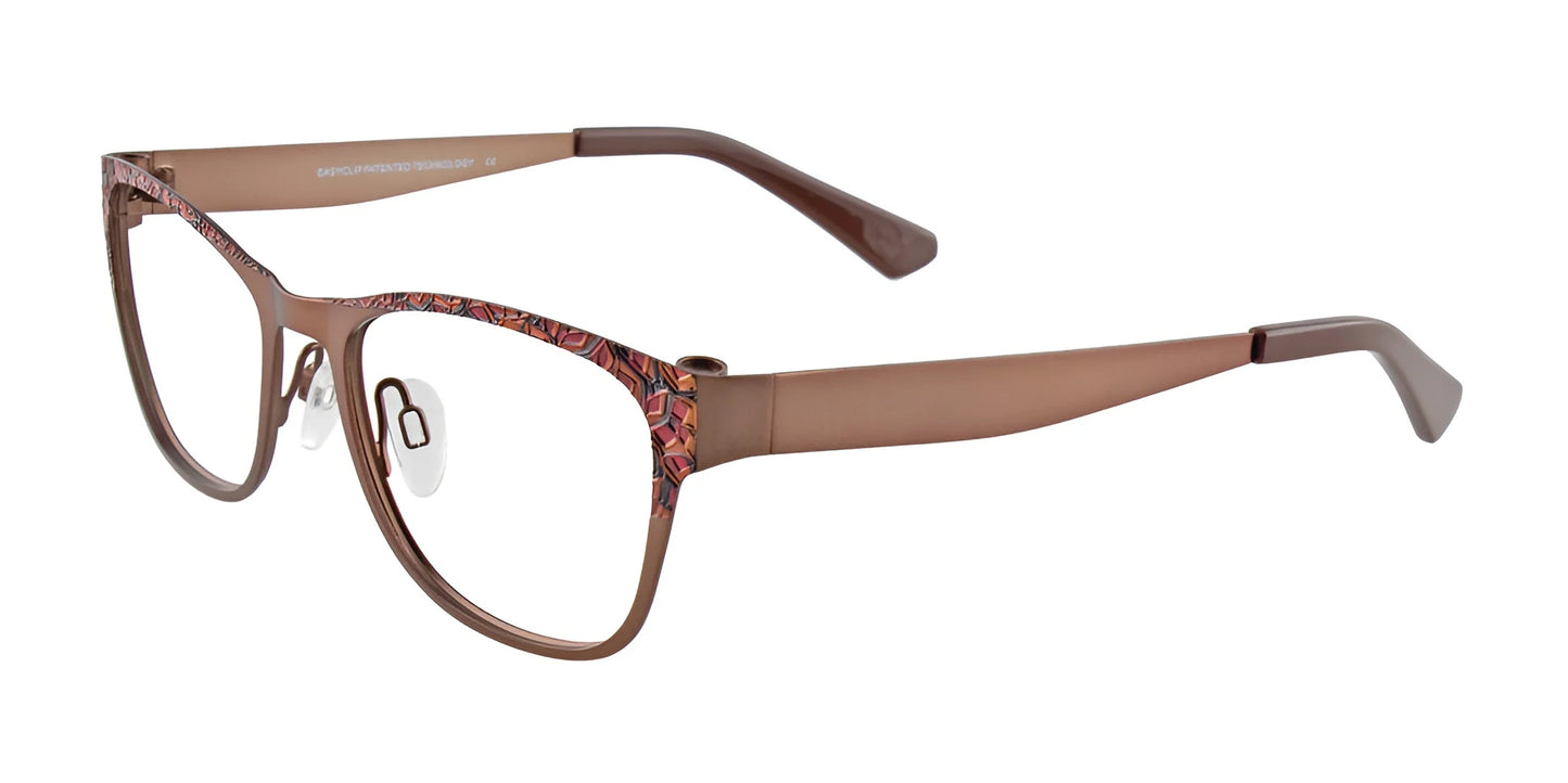EasyClip EC288 Eyeglasses with Clip-on Sunglasses Satin Brown & Black & Red & Orange